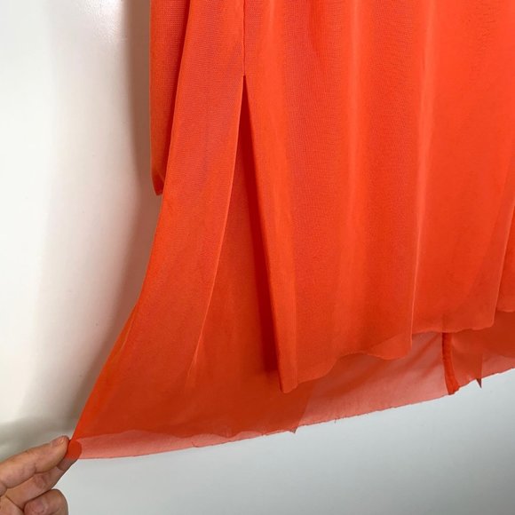 CARMEN MARC VALVO Orange‎ Sheer Mid Sleeve Blouse Sz M - Picture 8 of 10